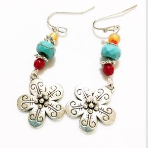 Dangle earrings silver bead women’s gift box